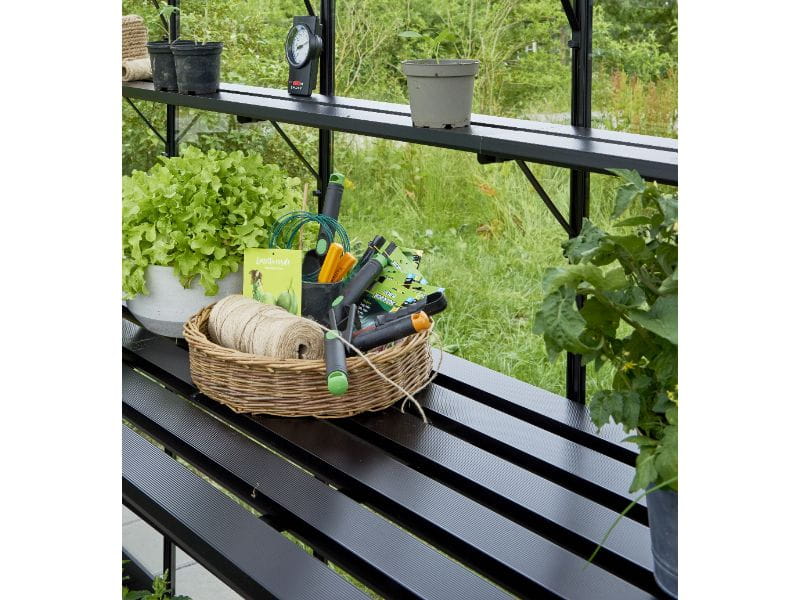 Halls Gewächshaus Integrierter Tisch - Cotswold - schwarz - 3 Sektionen