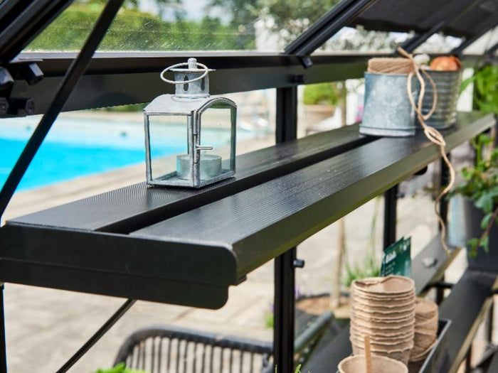 Halls Gewächshaus Integriertes Regal - Qube - schwarz - 2 Sektionen