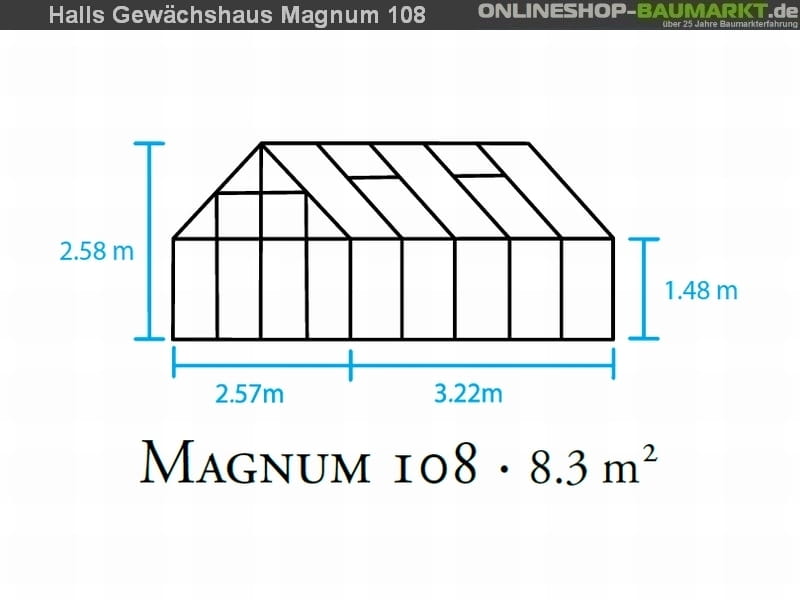 Halls Gewächshaus Magnum 108 Alu SDPL