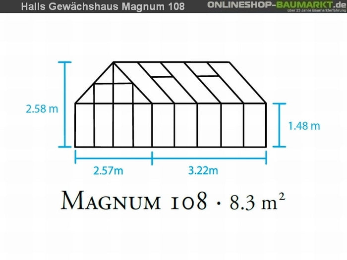 Halls Gewächshaus Magnum 108 Alu SDPL