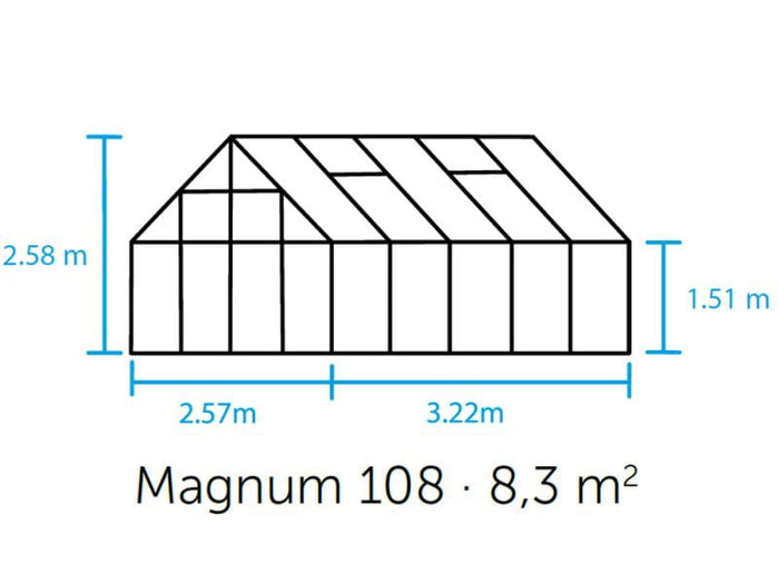 Halls Gewächshaus Magnum 108 Grün Sicherheitsglas