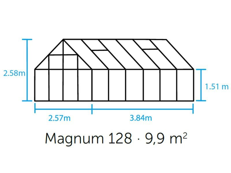 Halls Gewächshaus Magnum 128 Alu Sicherheitsglas