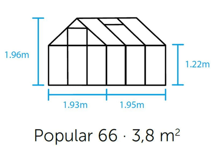 Halls Gewächshaus Popular 66 Schwarz Blankglas