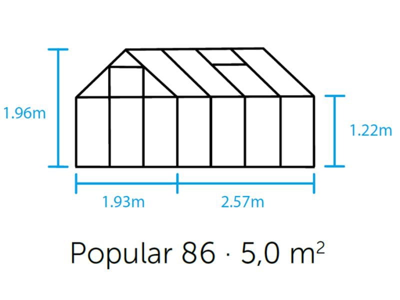 Halls Gewächshaus Popular 86 Schwarz Blankglas