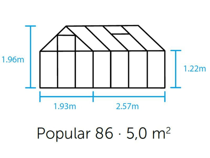Halls Gewächshaus Popular 86 Schwarz Blankglas