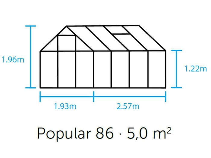 Halls Gewächshaus Popular 86 Schwarz Sicherheitsglas - SPARSET inkl. Fundament