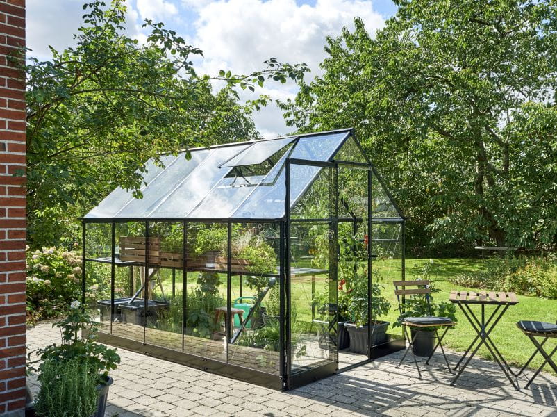 Halls Gewächshaus Qube 610 Schwarz Sicherheitsglas