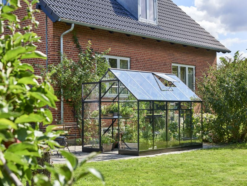 Halls Gewächshaus Qube 610 Schwarz Sicherheitsglas