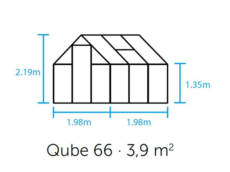 Halls Gewächshaus Qube 66 Schwarz Sicherheitsglas