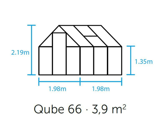 Halls Gewächshaus Qube 66 Schwarz Sicherheitsglas