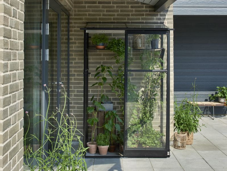 Halls Gewächshaus Qube Lean-to 24 Schwarz Sicherheitsglas