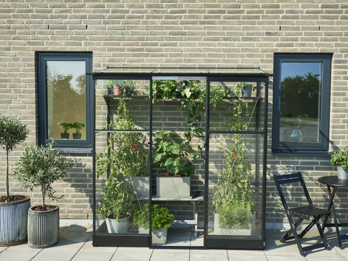 Halls Gewächshaus Qube Lean-to 26 Schwarz Sicherheitsglas