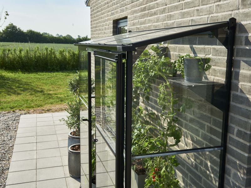 Halls Gewächshaus Qube Lean-to 26 Schwarz Sicherheitsglas