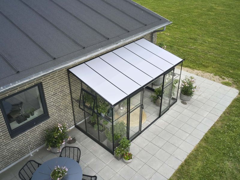 Halls Gewächshaus Qube Lean-to 612 Schwarz Sicherheitsglas