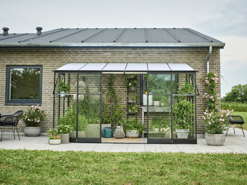 Halls Gewächshaus Qube Lean-to 612 Schwarz Sicherheitsglas