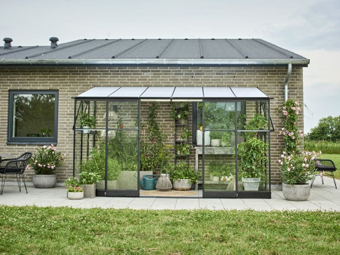 Halls Gewächshaus Qube Lean-to 612 Schwarz Sicherheitsglas