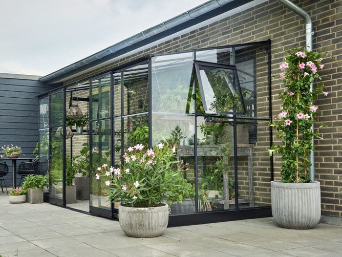 Halls Gewächshaus Qube Lean-to 612 Schwarz Sicherheitsglas