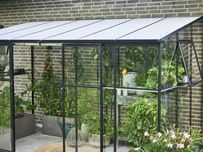 Halls Gewächshaus Qube Lean-to 612 Schwarz Sicherheitsglas