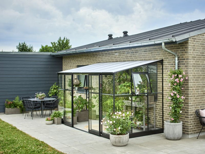 Halls Gewächshaus Qube Lean-to 612 Schwarz Sicherheitsglas