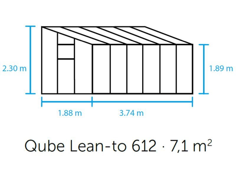 Halls Gewächshaus Qube Lean-to 612 Schwarz Sicherheitsglas