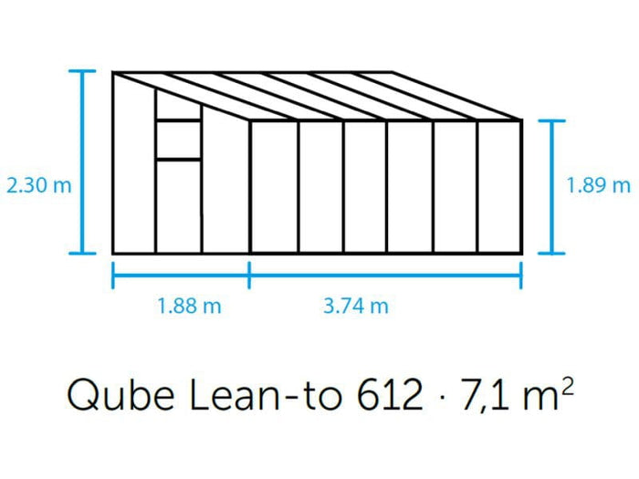 Halls Gewächshaus Qube Lean-to 612 Schwarz Sicherheitsglas