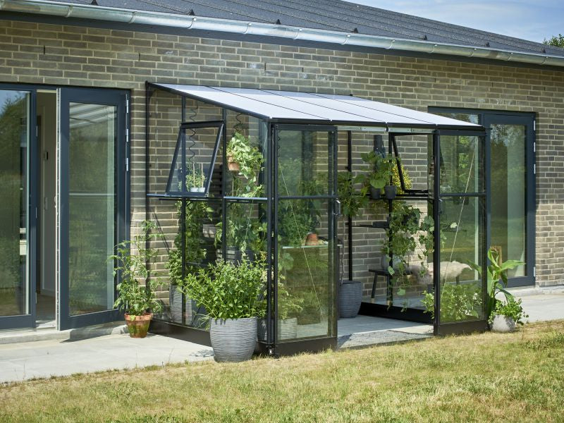 Halls Gewächshaus Qube Lean-to 68 Schwarz Sicherheitsglas