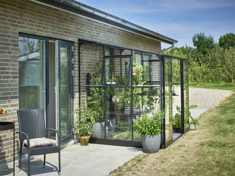 Halls Gewächshaus Qube Lean-to 68 Schwarz Sicherheitsglas