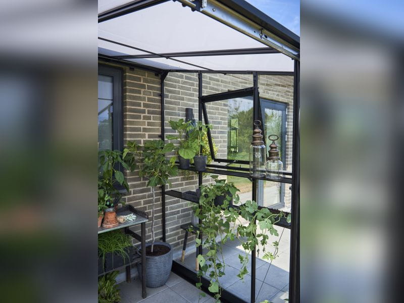 Halls Gewächshaus Qube Lean-to 68 Schwarz Sicherheitsglas