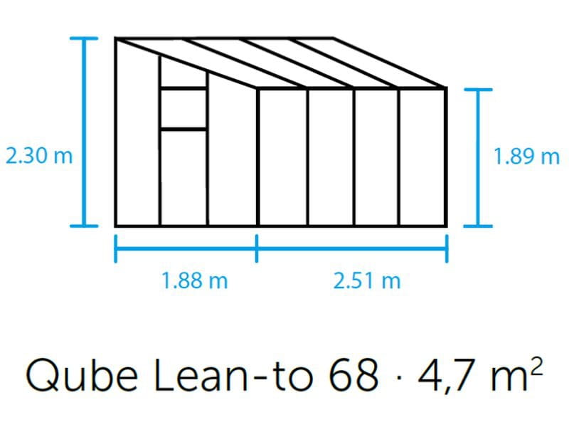 Halls Gewächshaus Qube Lean-to 68 Schwarz Sicherheitsglas