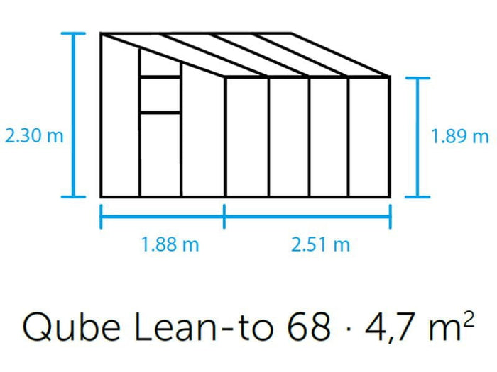 Halls Gewächshaus Qube Lean-to 68 Schwarz Sicherheitsglas