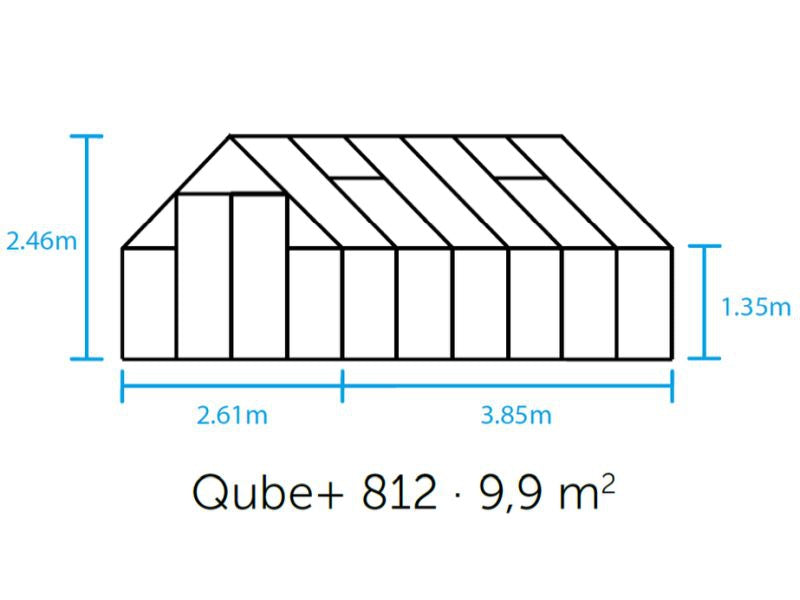 Halls Gewächshaus Qube+ 812 Schwarz Sicherheitsglas