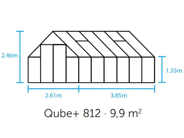 Halls Gewächshaus Qube+ 812 Schwarz Sicherheitsglas