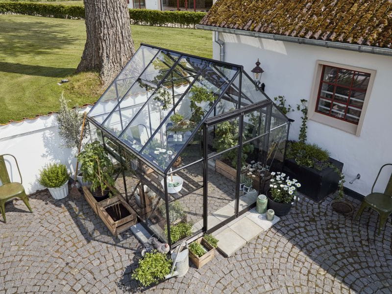 Halls Gewächshaus Qube+ 88 Schwarz Sicherheitsglas