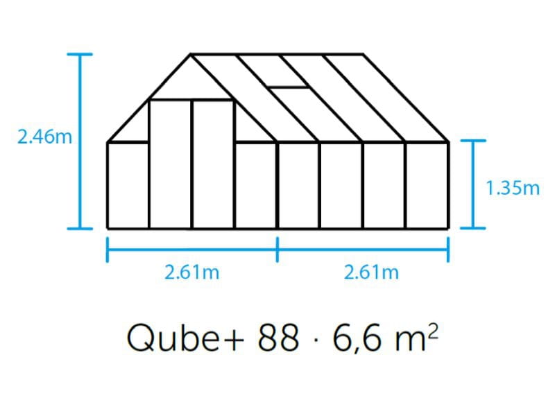Halls Gewächshaus Qube+ 88 Schwarz Sicherheitsglas