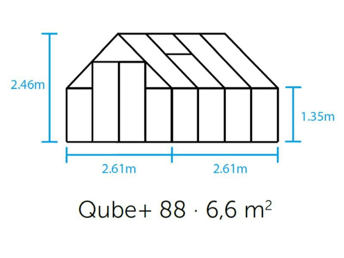 Halls Gewächshaus Qube+ 88 Schwarz Sicherheitsglas