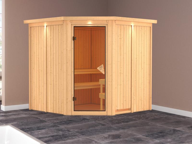 Jarin - Karibu Sauna ohne Ofen - mit Dachkranz -