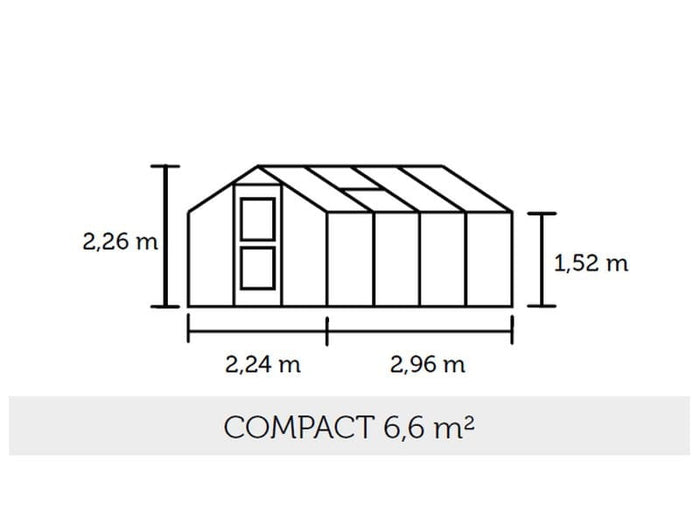 Juliana Gewächshaus Compact 6.6 Anthrazit, 3mm Sicherheitsglas