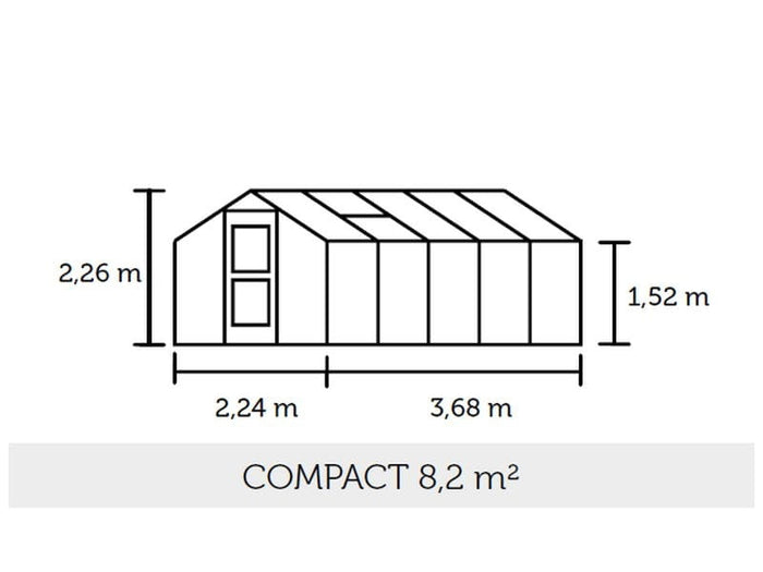 Juliana Gewächshaus Compact 8.2 Alu Sicherheitsglas
