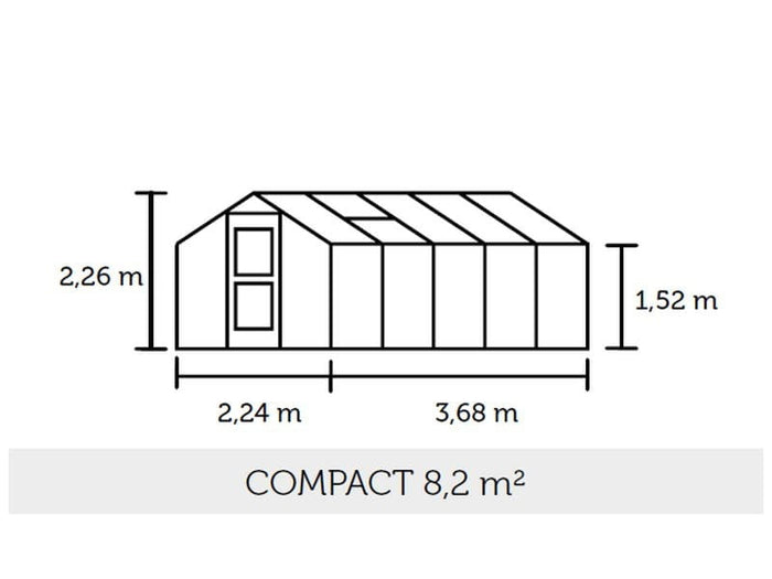 Juliana Gewächshaus Compact 8.2 Anthrazit, 3mm Sicherheitsglas - SPARSET inkl. Fundament