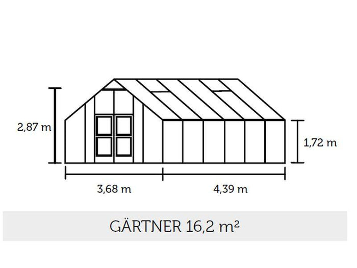 Juliana Gewächshaus Gärtner 16.2 Alu Sicherheitsglas