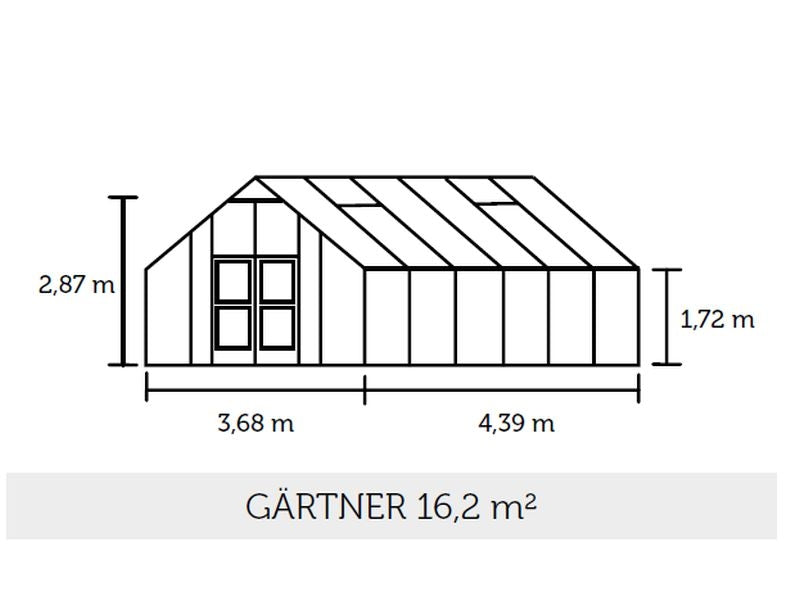 Juliana Gewächshaus Gärtner 16.2 Aluminium, 10 mm Stegdoppelplatten