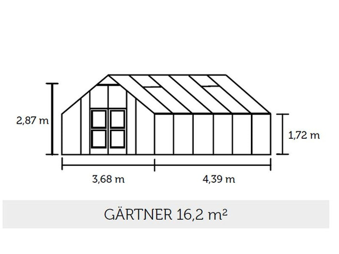 Juliana Gewächshaus Gärtner 16.2 Aluminium, 10 mm Stegdoppelplatten