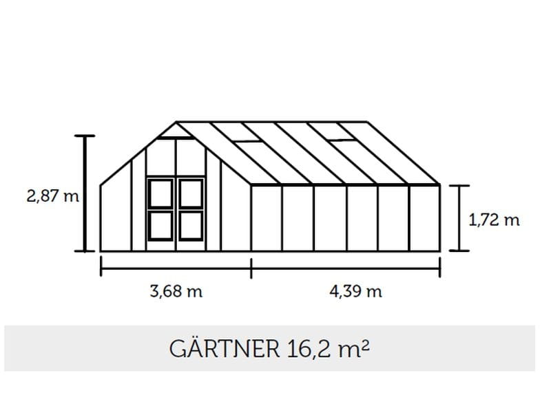 Juliana Gewächshaus Gärtner 16.2 anthrazit pulverbeschichtet, 3mm Sicherheitsglas
