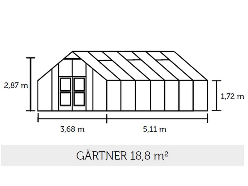 Juliana Gewächshaus Gärtner 18.8 Alu Sicherheitsglas