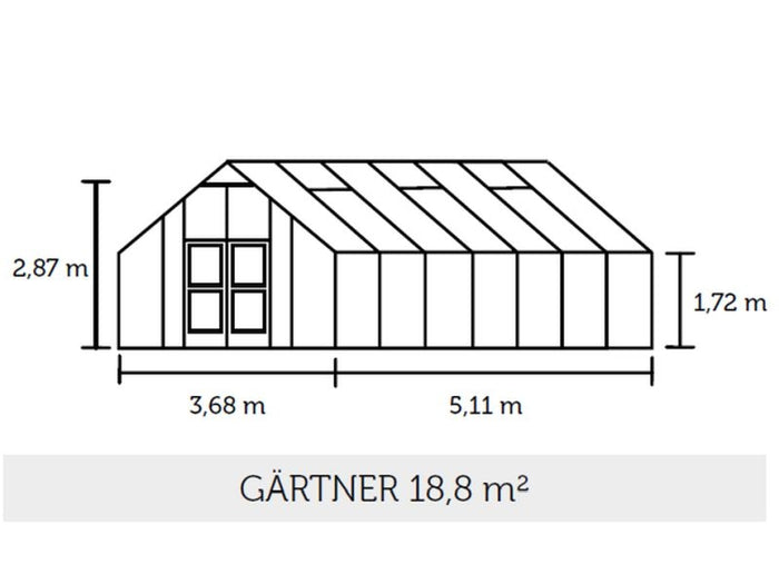 Juliana Gewächshaus Gärtner 18.8 Alu Sicherheitsglas