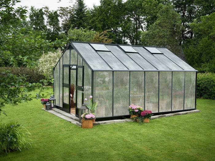 Juliana Gewächshaus Gärtner 18.8 anthrazit pulverbeschichtet, 10 mm Stegdoppelplatten