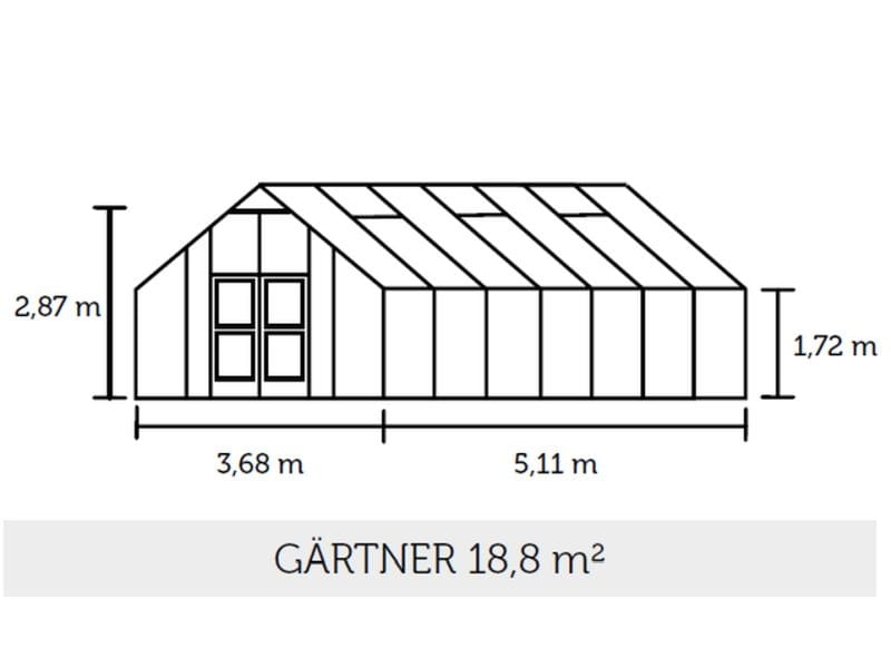 Juliana Gewächshaus Gärtner 18.8 anthrazit pulverbeschichtet, 10 mm Stegdoppelplatten