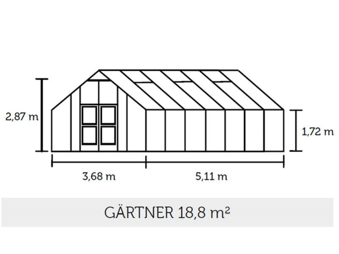 Juliana Gewächshaus Gärtner 18.8 anthrazit pulverbeschichtet, 10 mm Stegdoppelplatten