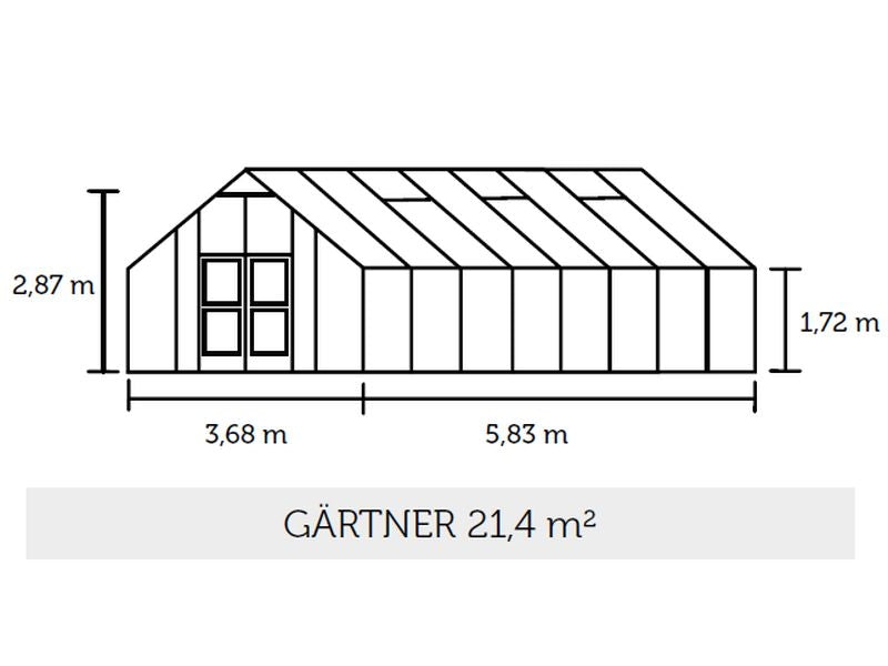 Juliana Gewächshaus Gärtner 21.4 Alu Sicherheitsglas