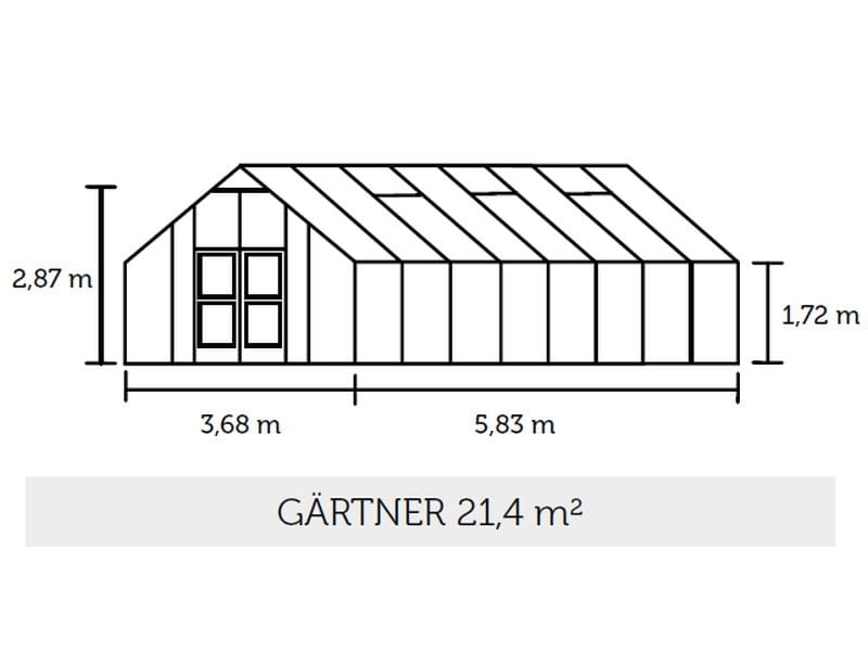 Juliana Gewächshaus Gärtner 21.4 anthrazit pulverbschichtet, 3mm Sicherheitsglas